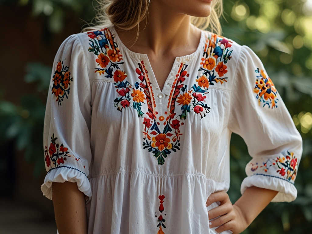 Embroidered Peasant Dress